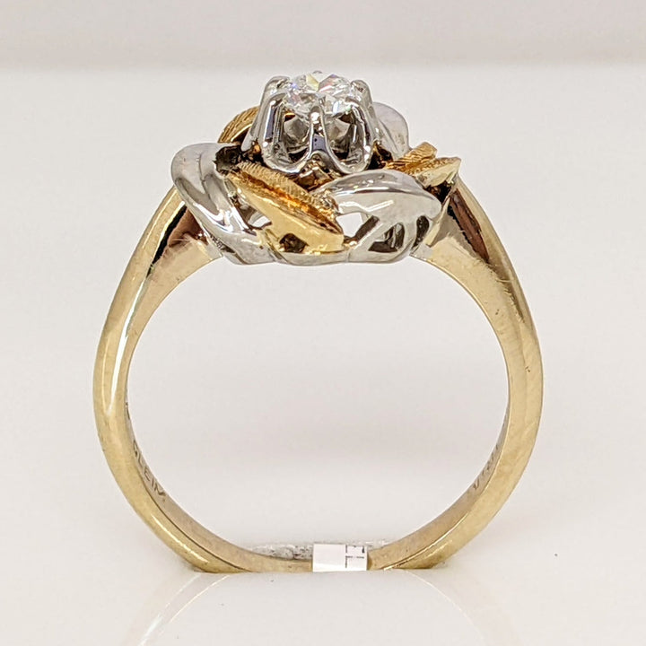 14K/18K TWO-TONE .16 CARAT TOTAL VS I DIAMOND ROUND ROSE ESTATE RING 3.6 GRAMS