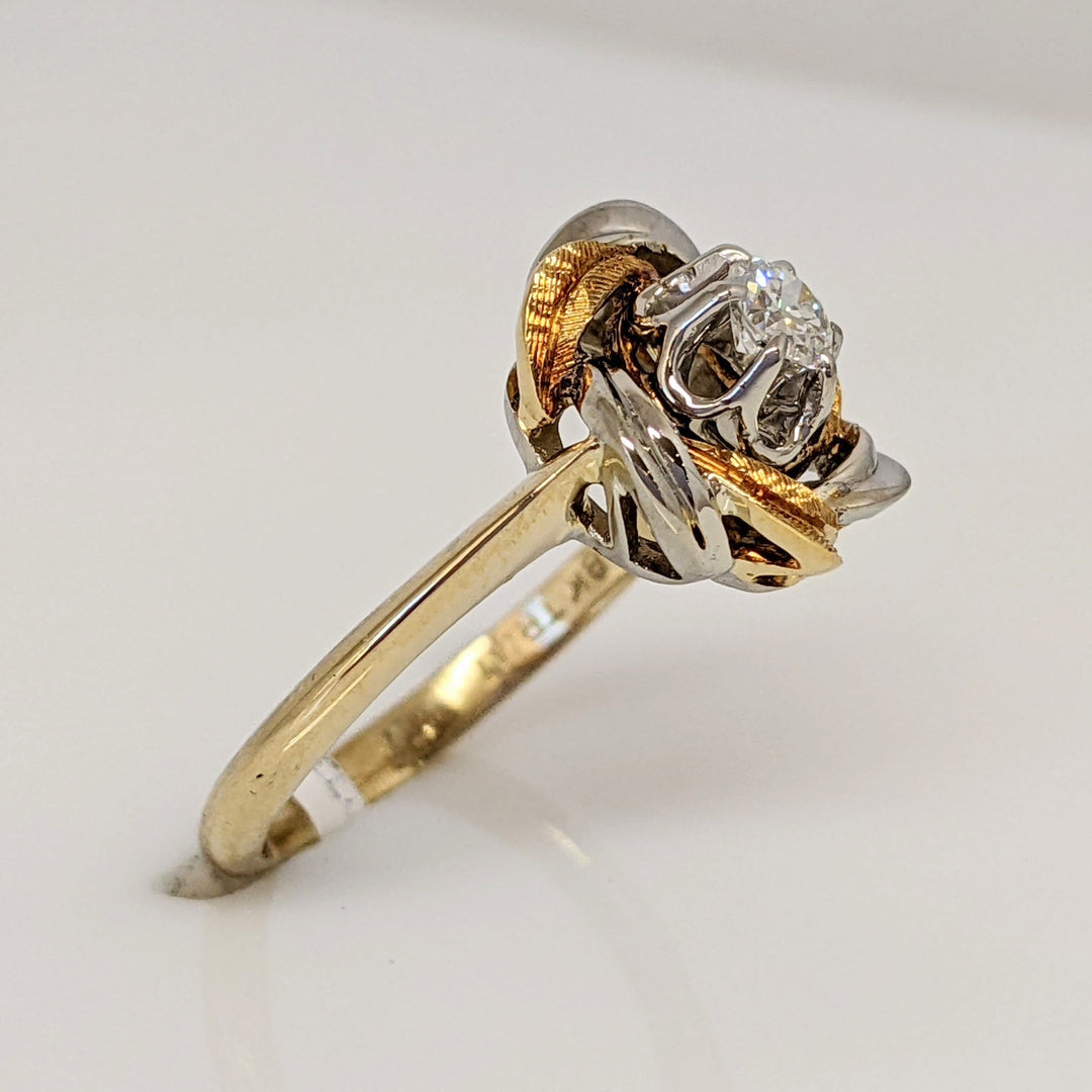 14K/18K TWO-TONE .16 CARAT TOTAL VS I DIAMOND ROUND ROSE ESTATE RING 3.6 GRAMS