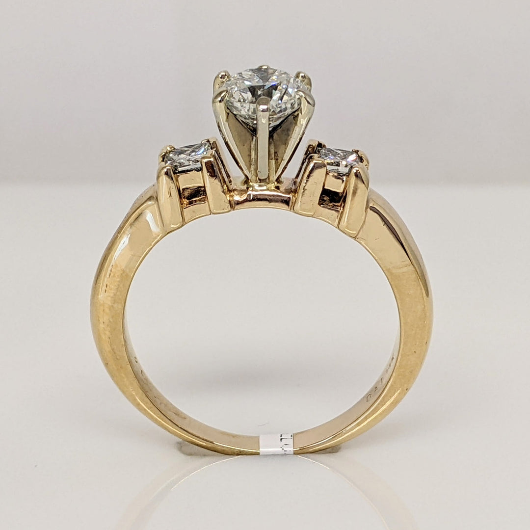 14K 1.19 CARAT TOTAL WEIGHT SI1-I1 DIAMOND ROUND (1) PRINCESS CUT (2) ESTATE RING 5.6 GRAMS