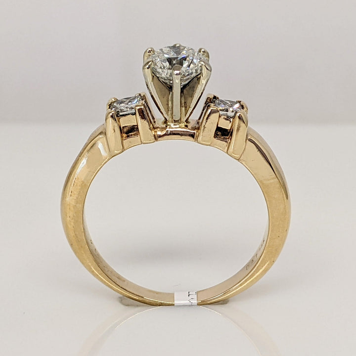 14K 1.19 CARAT TOTAL WEIGHT SI1-I1 DIAMOND ROUND (1) PRINCESS CUT (2) ESTATE RING 5.6 GRAMS