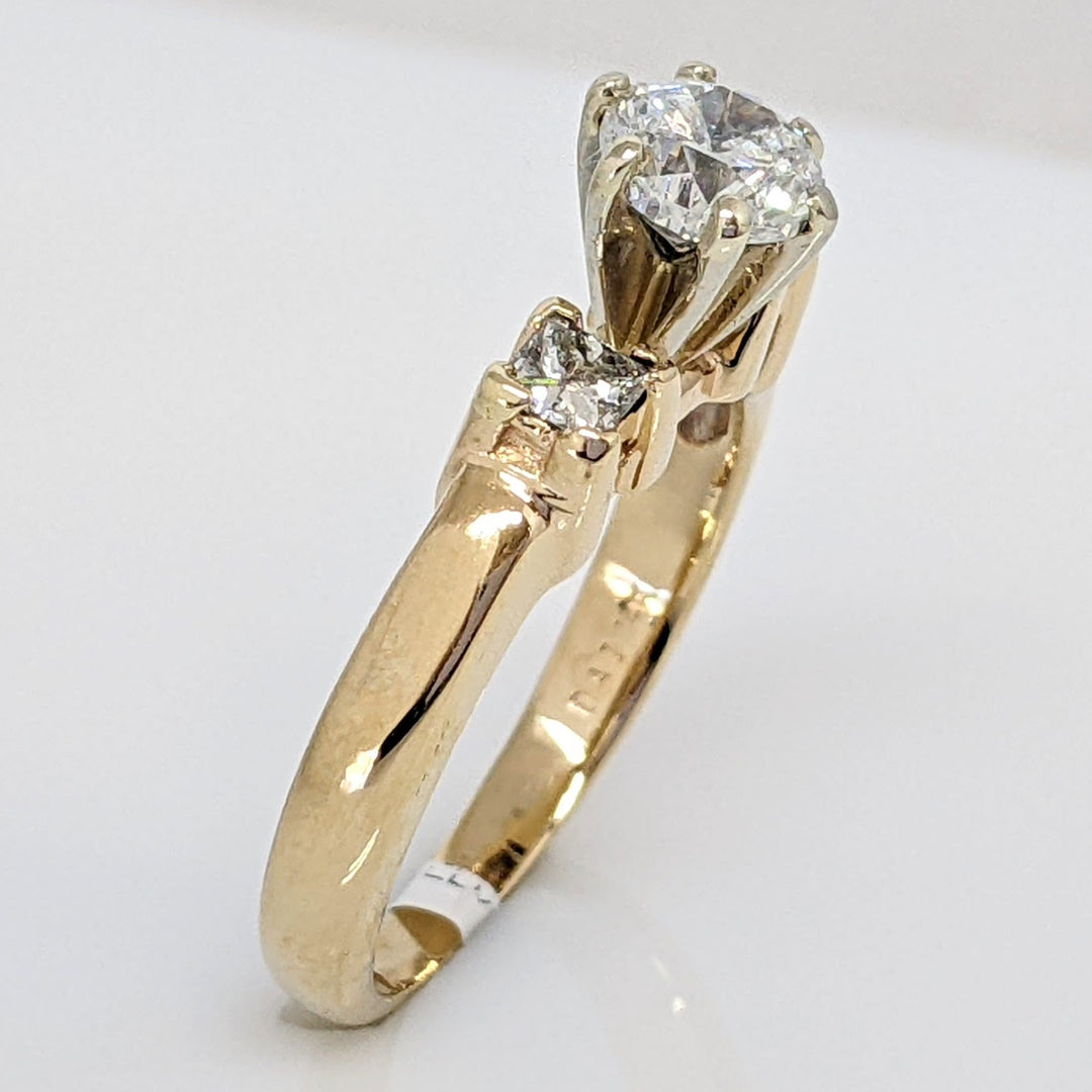 14K 1.19 CARAT TOTAL WEIGHT SI1-I1 DIAMOND ROUND (1) PRINCESS CUT (2) ESTATE RING 5.6 GRAMS