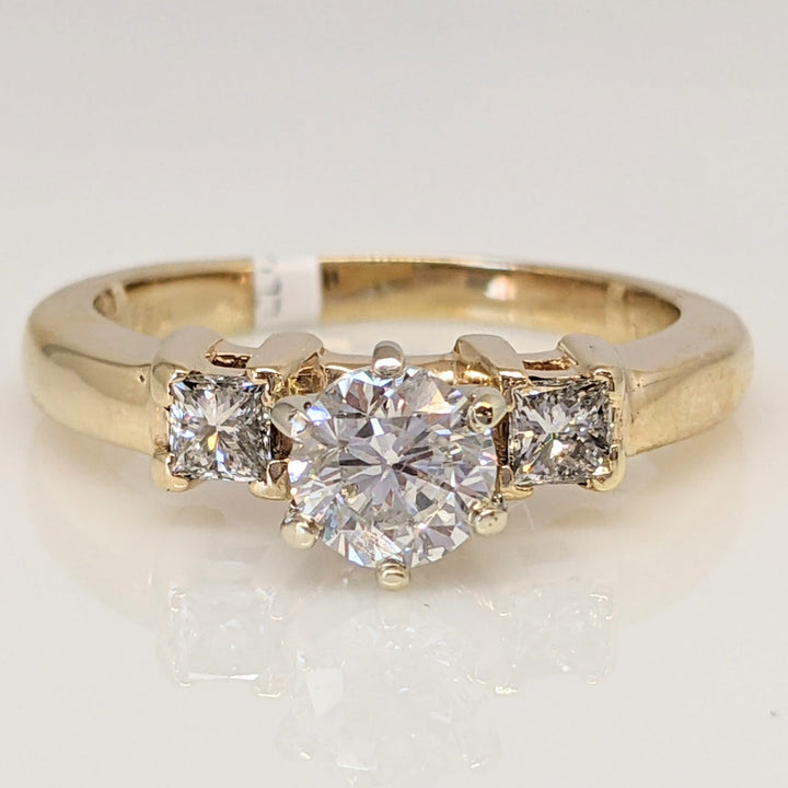 14K 1.19 CARAT TOTAL WEIGHT SI1-I1 DIAMOND ROUND (1) PRINCESS CUT (2) ESTATE RING 5.6 GRAMS