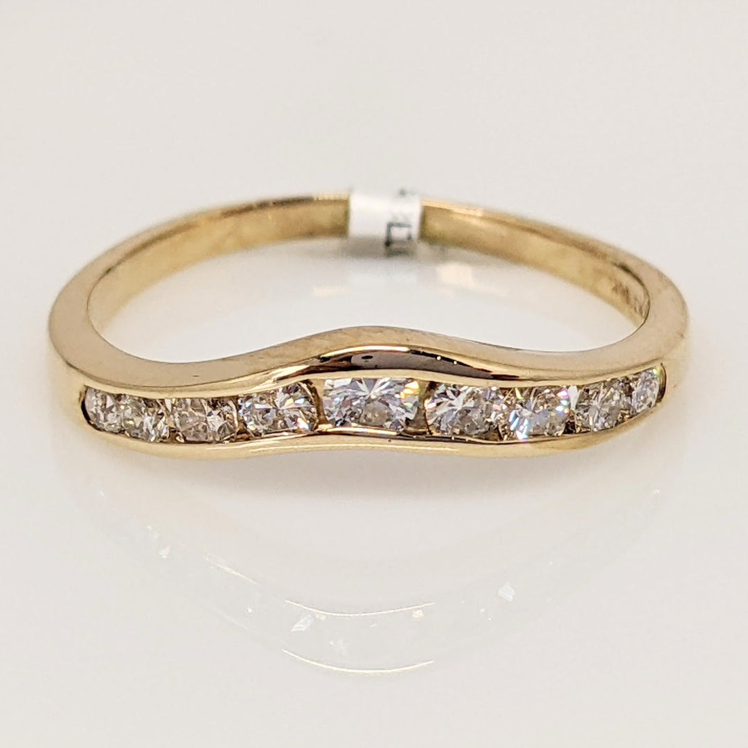 14K .37 CARAT TOTAL WEIGHT SI1-I1 I DIAMOND ROUND (9) V-CURVED ESTATE BAND 1.9 GRAMS