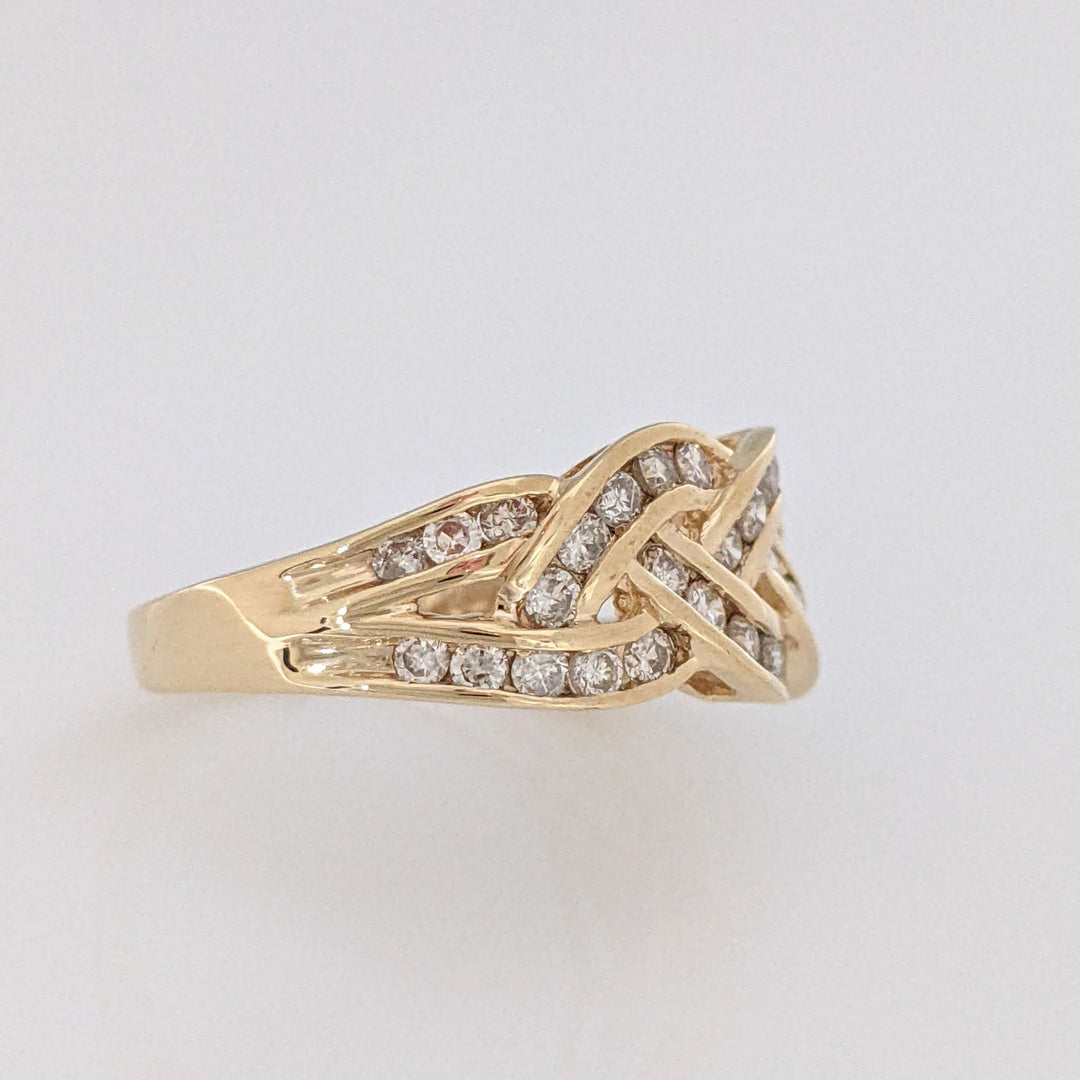 14K 1.02 CARAT TOTAL WEIGHT I1 I DIAMOND ROUND (41) CHANNEL TWISTED ESTATE BAND 4.2 GRAMS