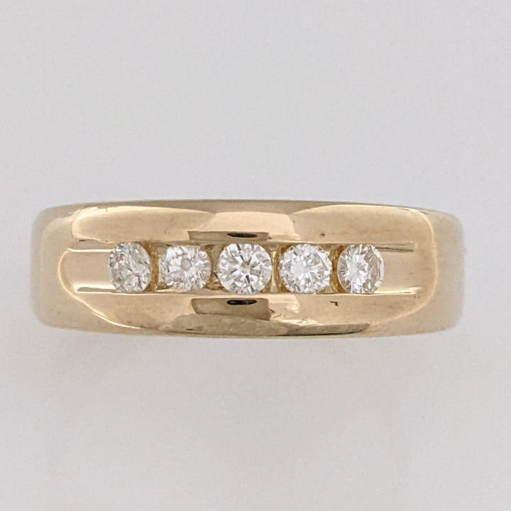 14K .23 CARAT TOTAL WEIGHT SI2-I1 I DIAMOND ROUND (5) ESTATE CHANNEL SET BAND 5.5 GRAMS