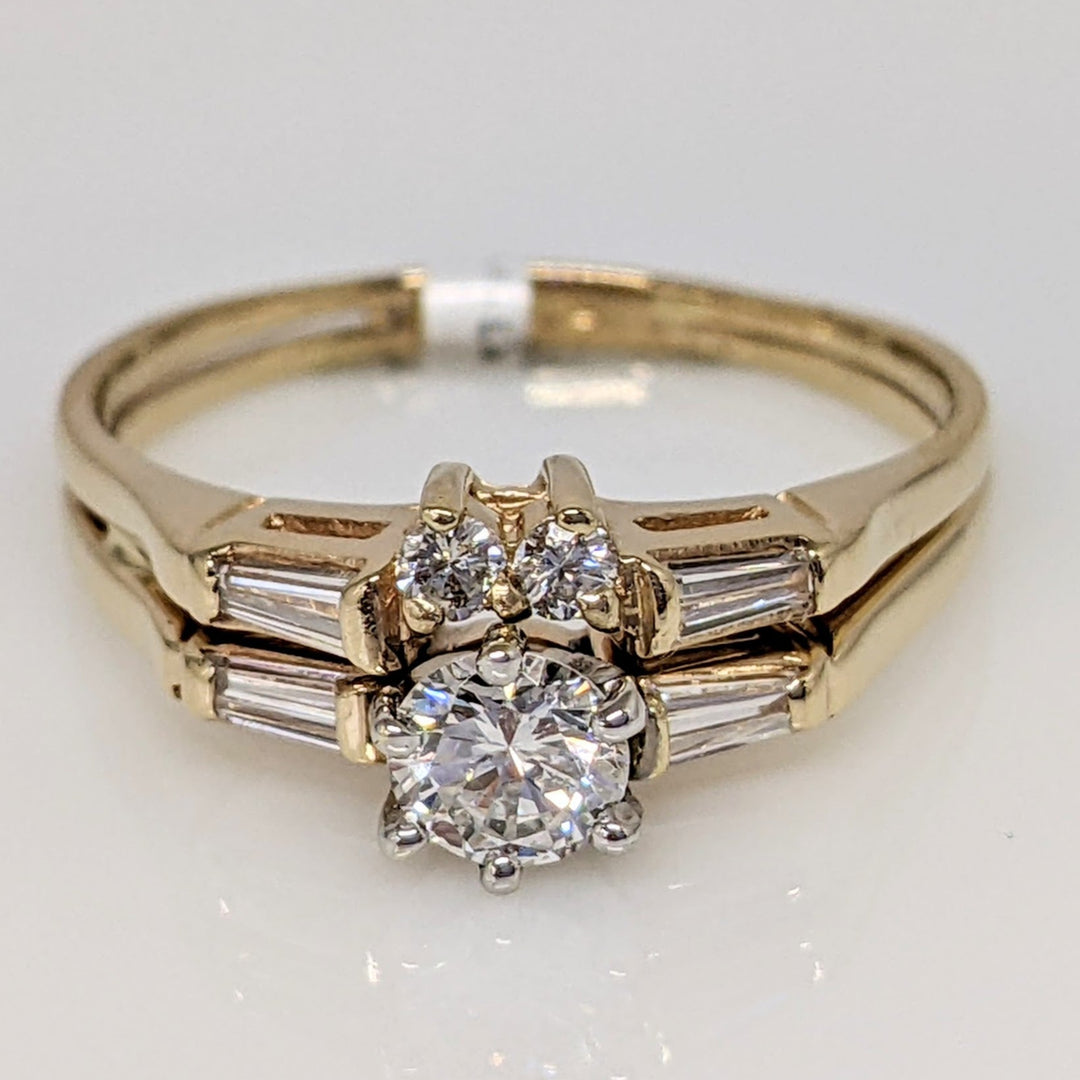 14K .60 CARAT TOTAL WEIGHT SI2 F DIAMOND ROUND (3) BAGUETTE CUT (4) ESTATE SET 4.0 GRAMS