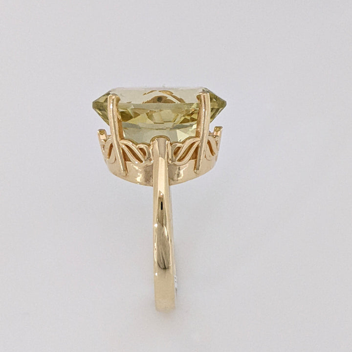 14K LEMON CITRINE OVAL 13X17 ESTATE RING 8.1 GRAMS