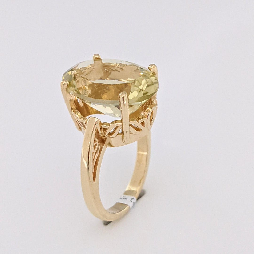 14K LEMON CITRINE OVAL 13X17 ESTATE RING 8.1 GRAMS