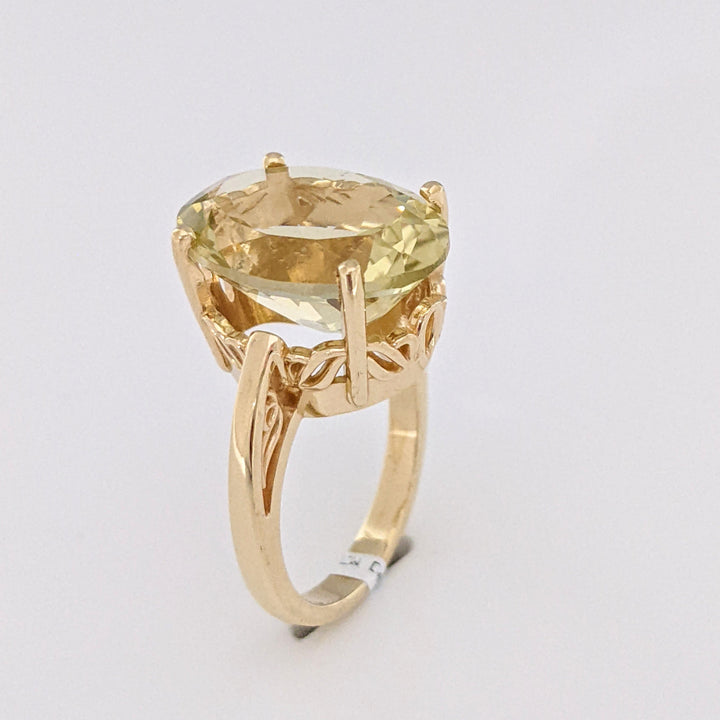 14K LEMON CITRINE OVAL 13X17 ESTATE RING 8.1 GRAMS