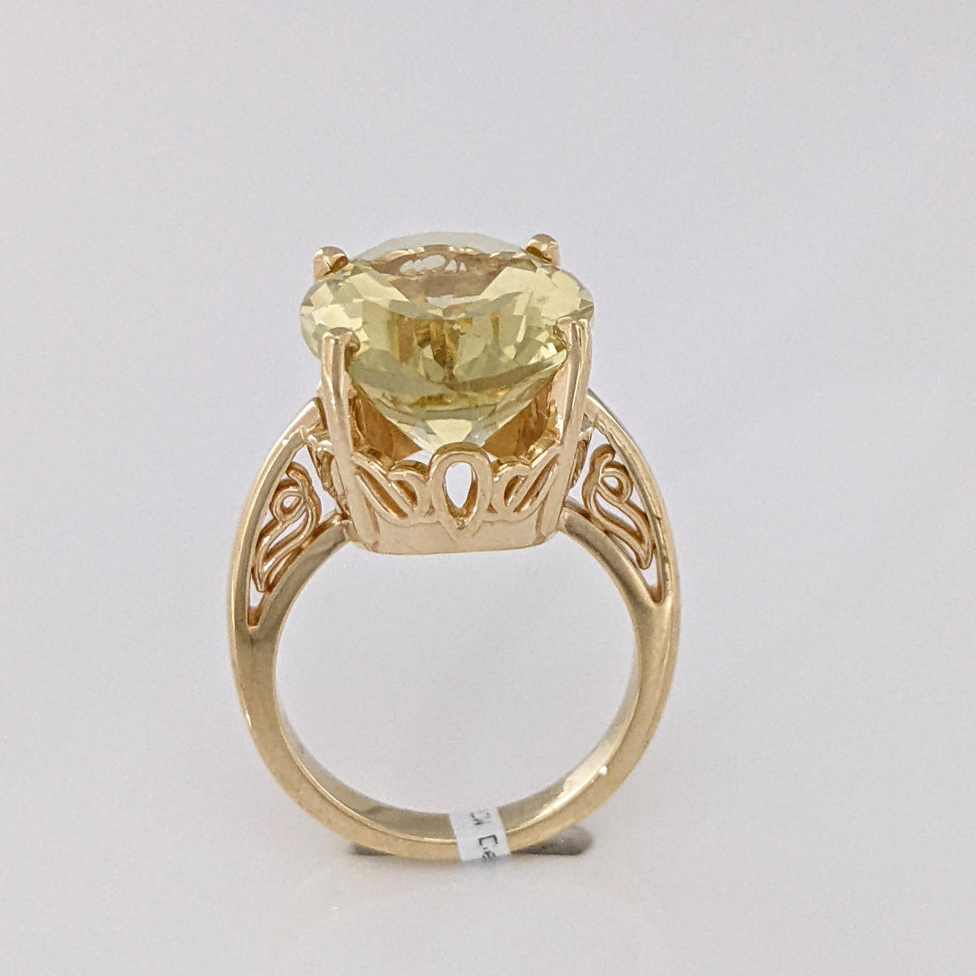 14K LEMON CITRINE OVAL 13X17 ESTATE RING 8.1 GRAMS