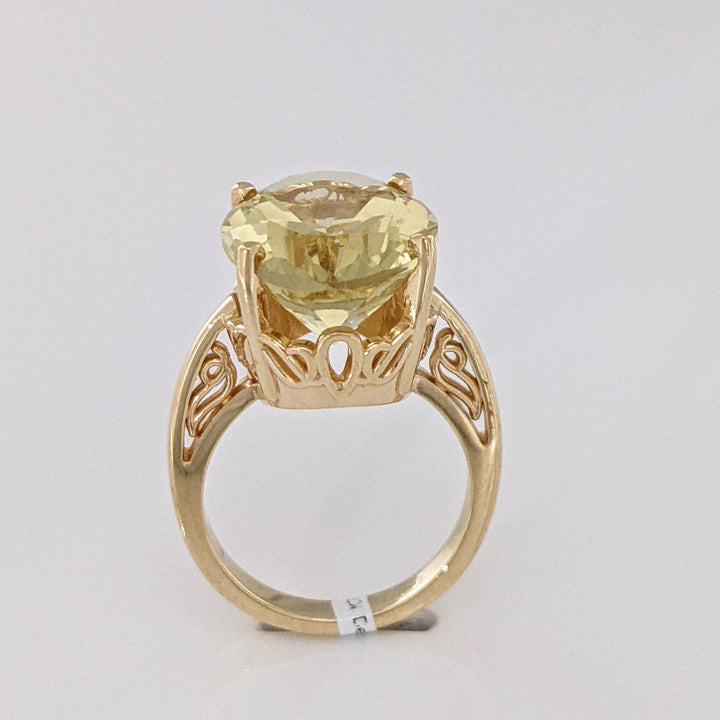 14K LEMON CITRINE OVAL 13X17 ESTATE RING 8.1 GRAMS