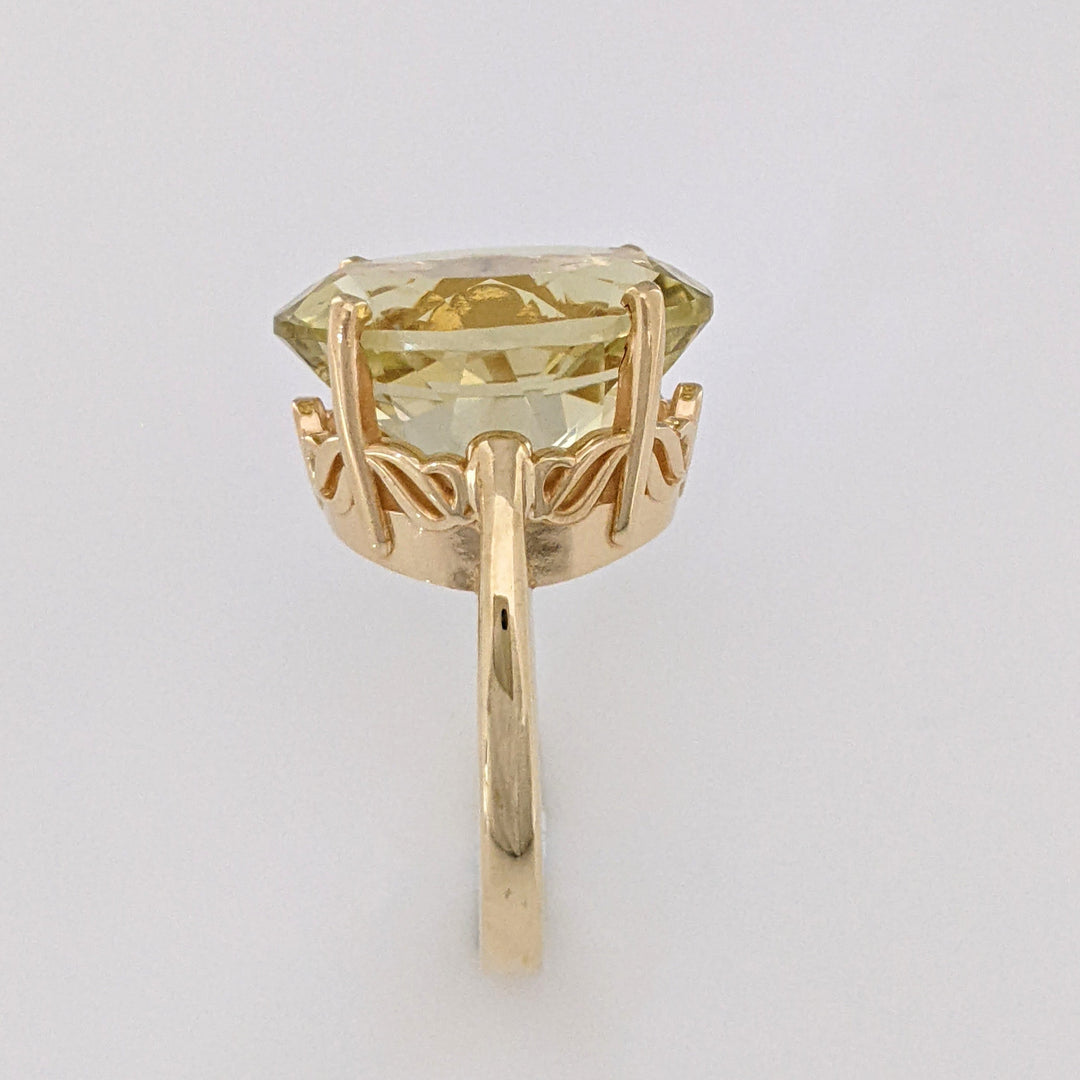 14K LEMON CITRINE OVAL 13X17 ESTATE RING 8.1 GRAMS