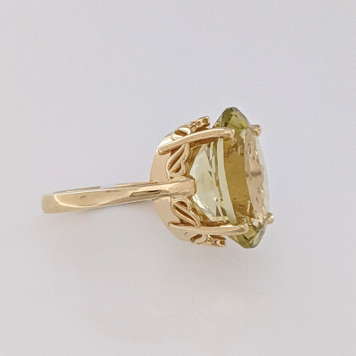 14K LEMON CITRINE OVAL 13X17 ESTATE RING 8.1 GRAMS