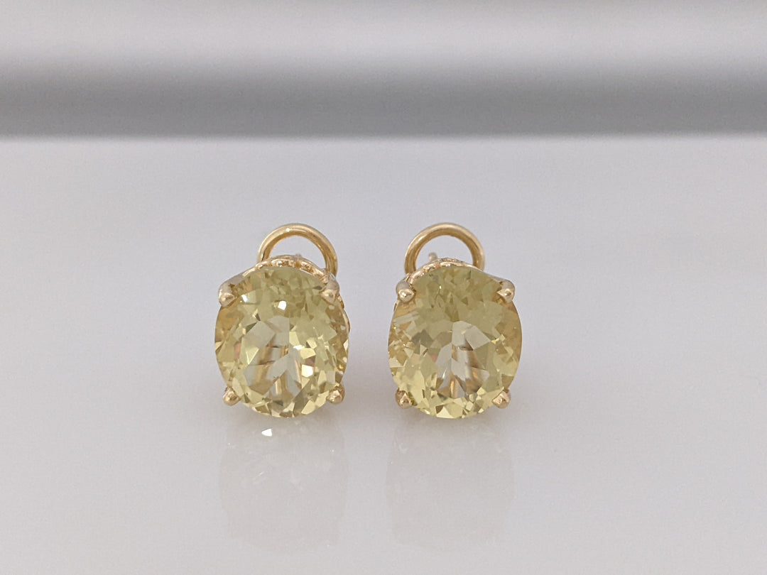 14K LEMON CITRINE OVAL 10X12 ESTATE EARRINGS 5.1 GRAMS