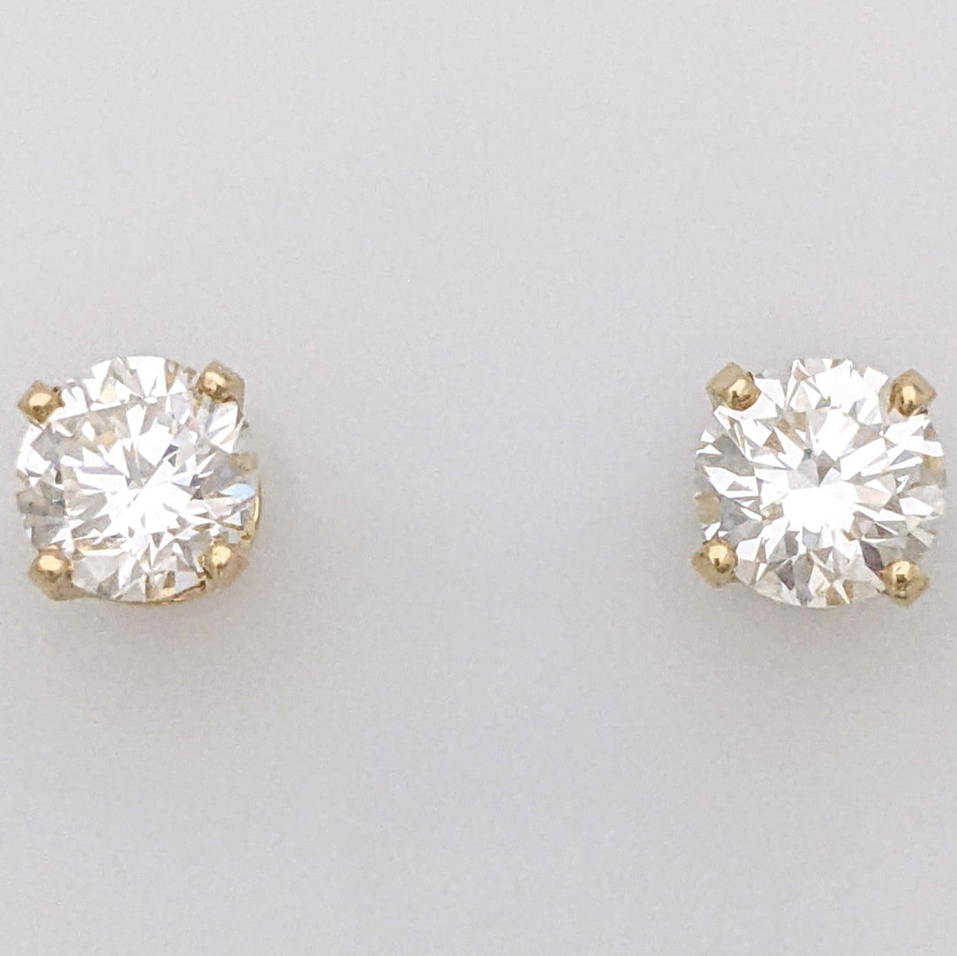 14K .94 CARAT TOTAL WEIGHT VS1 J DIAMOND ROUND ESTATE STUD EARRINGS 1.4 GRAMS