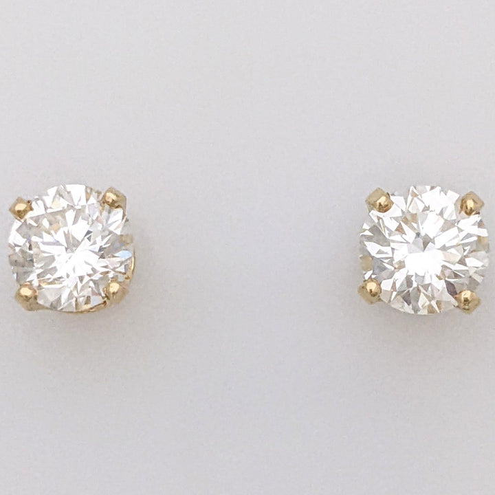 14K .94 CARAT TOTAL WEIGHT VS1 J DIAMOND ROUND ESTATE STUD EARRINGS 1.4 GRAMS