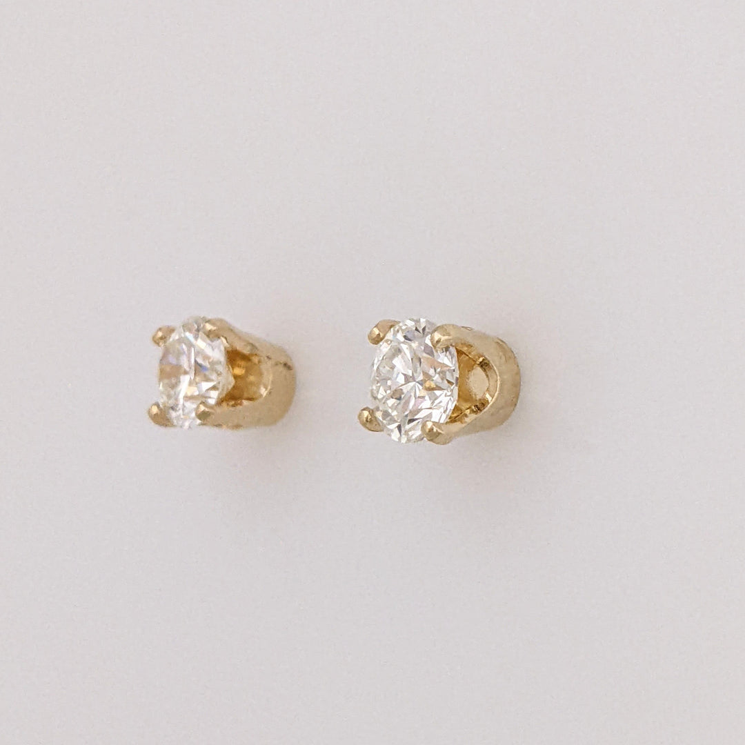 14K .94 CARAT TOTAL WEIGHT VS1 J DIAMOND ROUND ESTATE STUD EARRINGS 1.4 GRAMS