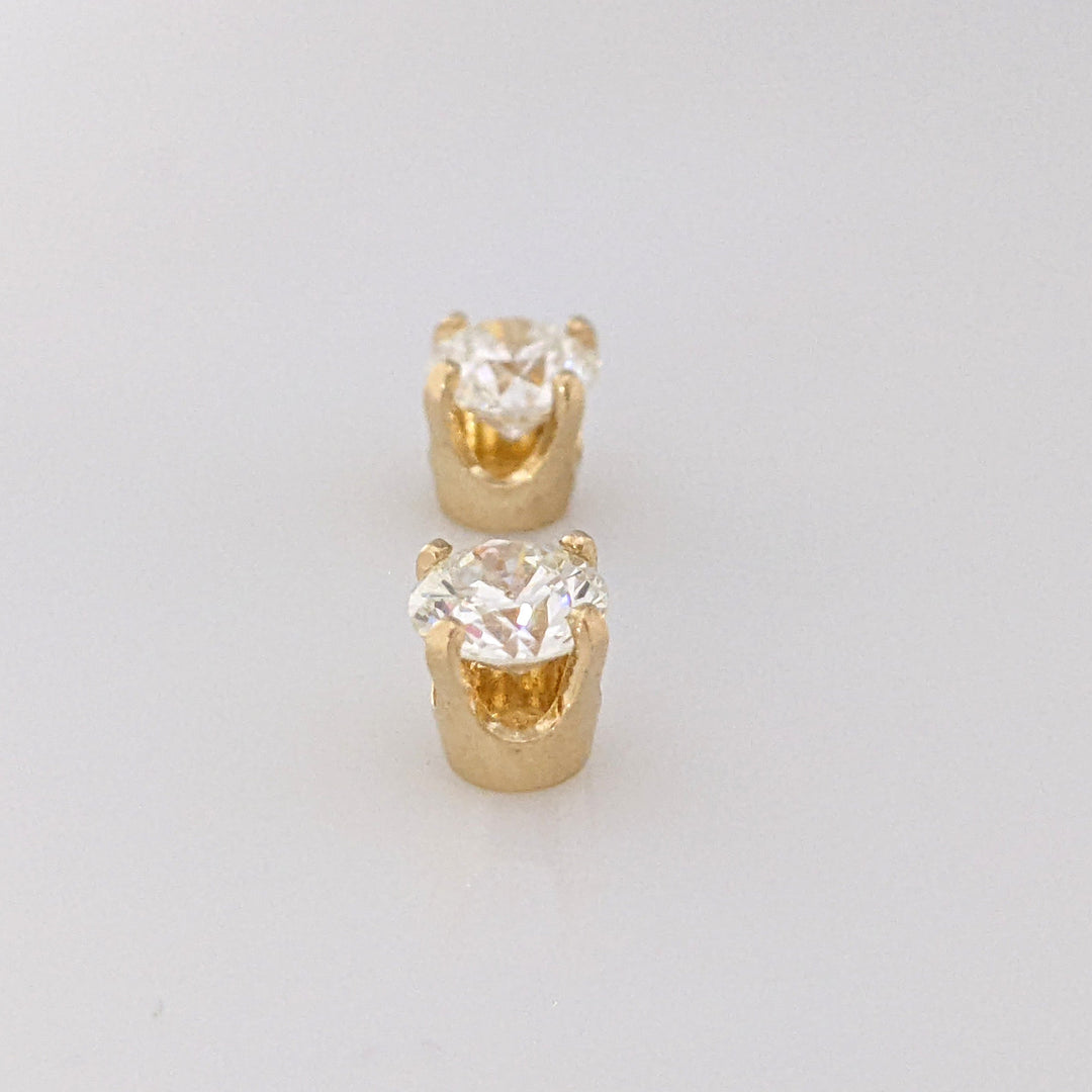 14K .94 CARAT TOTAL WEIGHT VS1 J DIAMOND ROUND ESTATE STUD EARRINGS 1.4 GRAMS