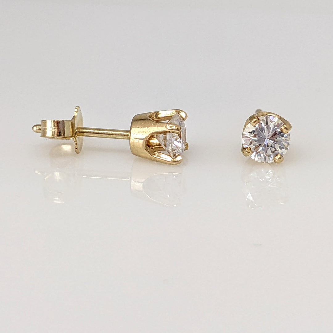 14K .64 CARAT TOTAL WEIGHT SI1 I DIAMOND ROUND (2) ESTATE STUD EARRINGS 1.0 GRAMS