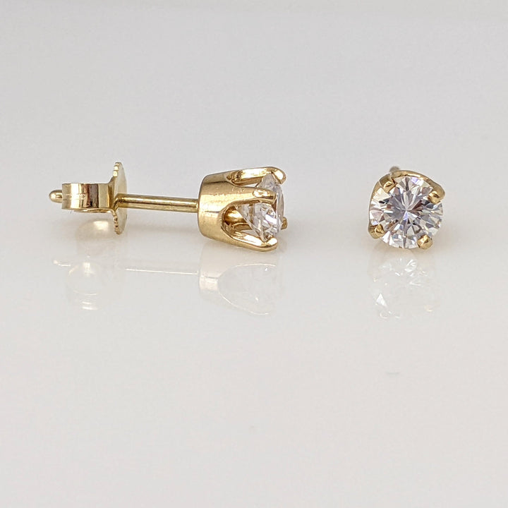 14K .64 CARAT TOTAL WEIGHT SI1 I DIAMOND ROUND (2) ESTATE STUD EARRINGS 1.0 GRAMS