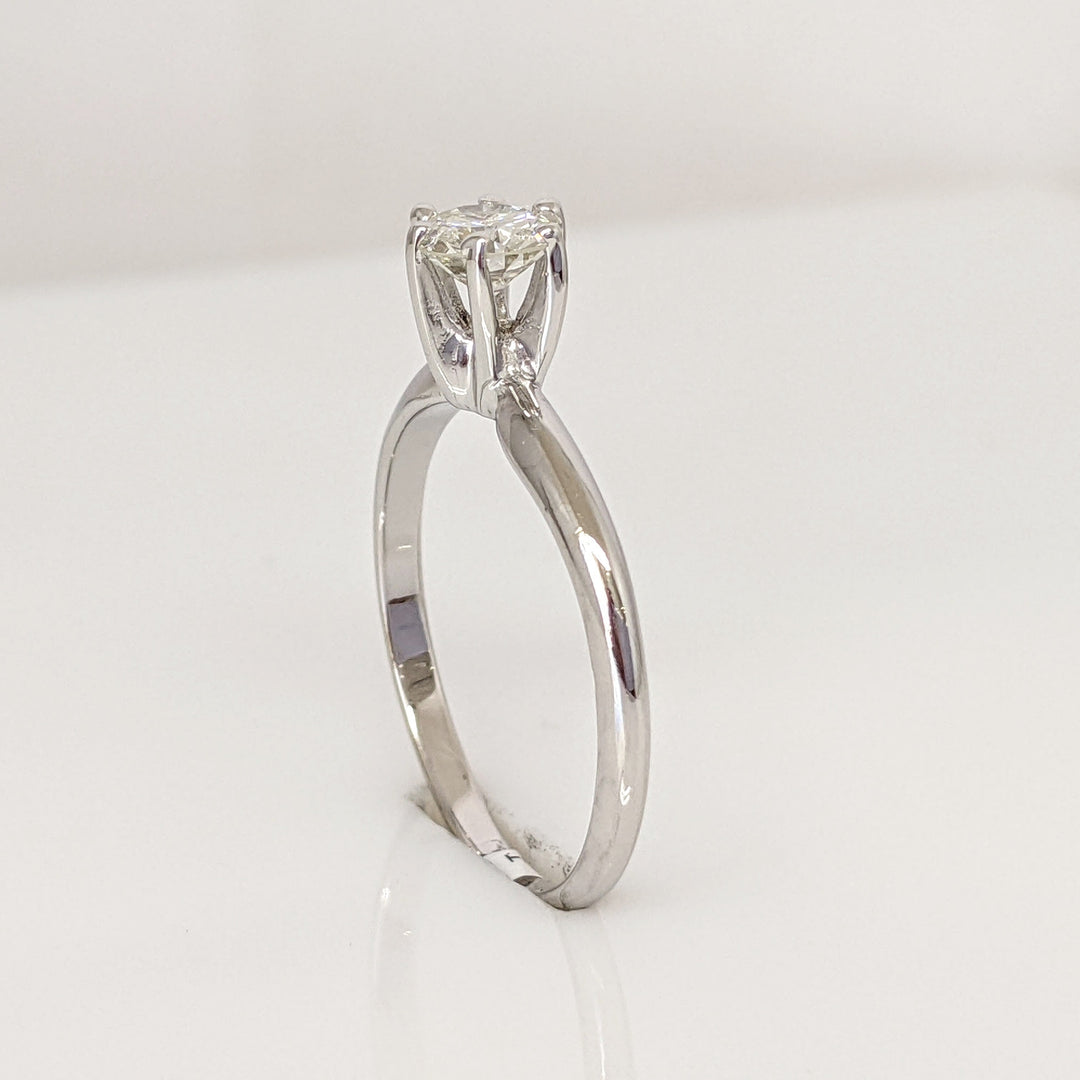 14K WHITE .48 CARAT TOTAL I1 K DIAMOND ROUND ESTATE SOLITAIRE RING 2.1 GRAMS