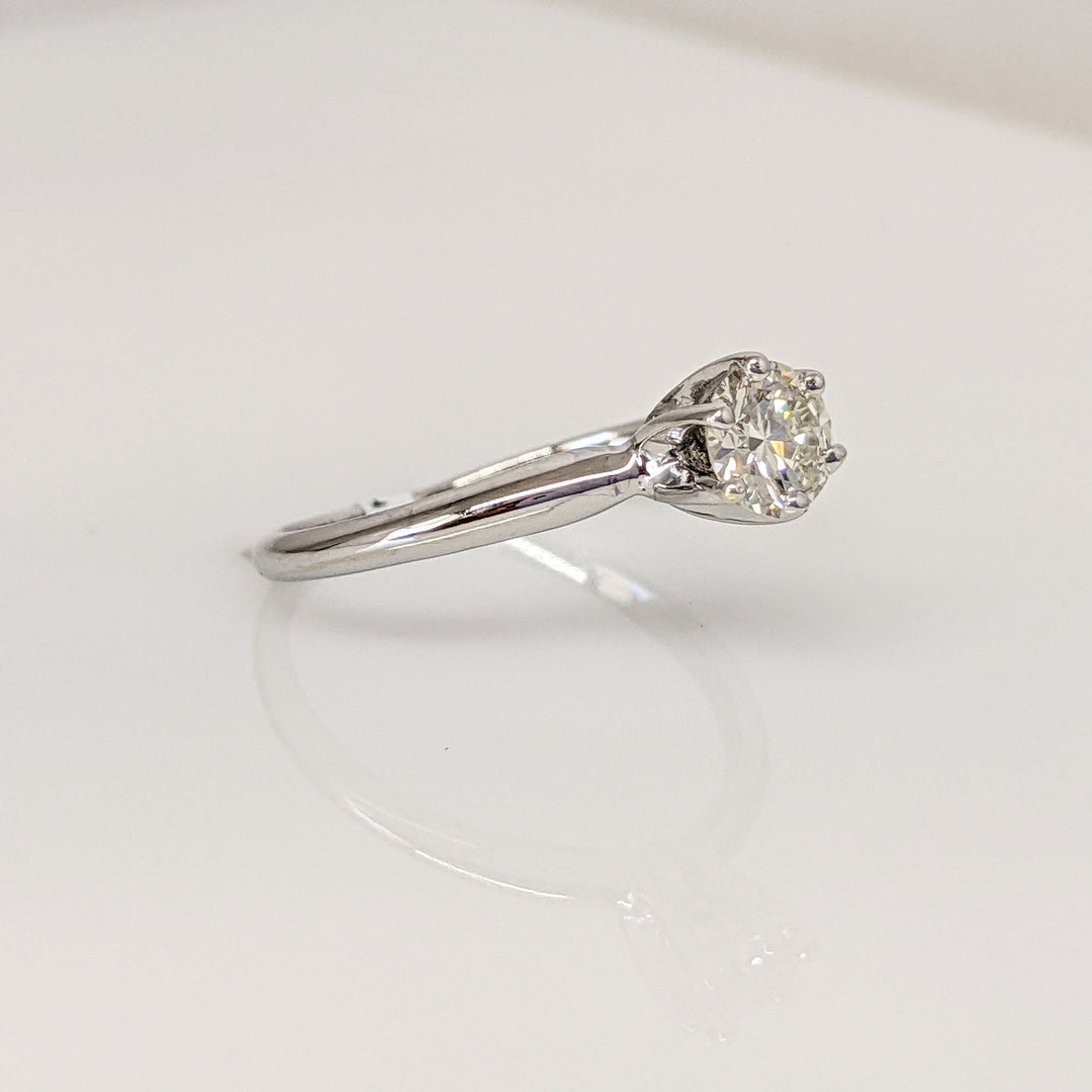 14K WHITE .48 CARAT TOTAL I1 K DIAMOND ROUND ESTATE SOLITAIRE RING 2.1 GRAMS