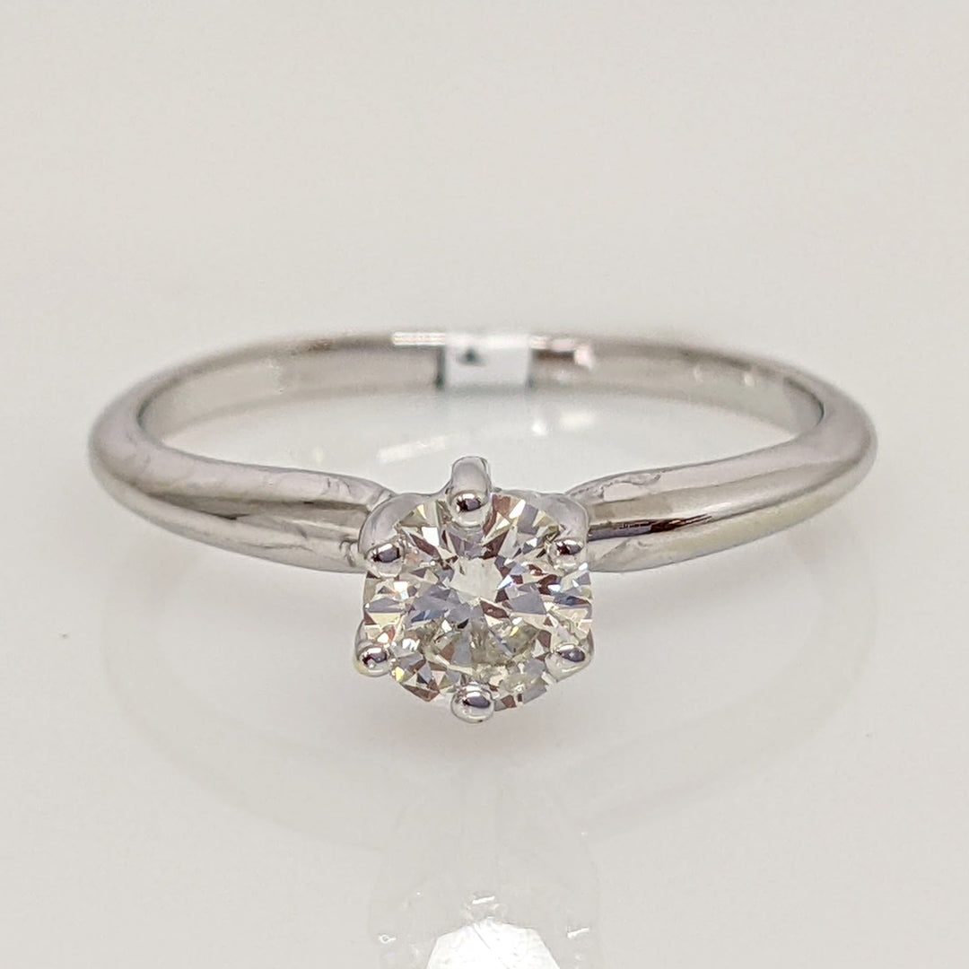 14K WHITE .48 CARAT TOTAL I1 K DIAMOND ROUND ESTATE SOLITAIRE RING 2.1 GRAMS