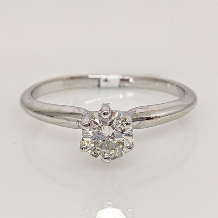 14K WHITE .48 CARAT TOTAL I1 K DIAMOND ROUND ESTATE SOLITAIRE RING 2.1 GRAMS