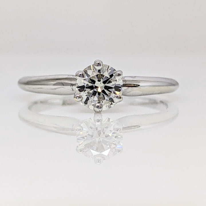 14K WHITE .48 CARAT TOTAL I1 K DIAMOND ROUND ESTATE SOLITAIRE RING 2.1 GRAMS