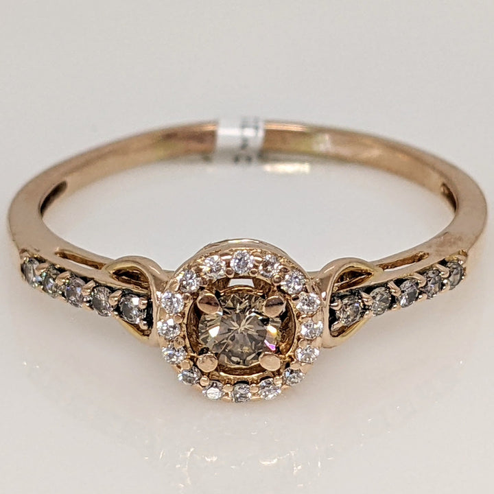 14K ROSE .33 CARAT TOTAL WEIGHT SI1 I DIAMOND ROUND (26) WITH (1) CHAMPAGNE ESTATE "LEVIAN" RING 2.3 GRAMS