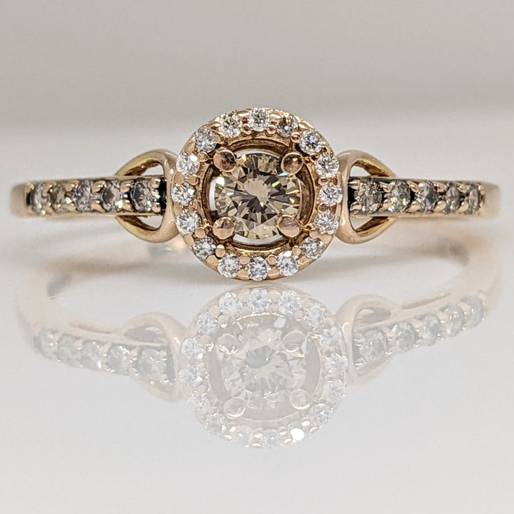 14K ROSE .33 CARAT TOTAL WEIGHT SI1 I DIAMOND ROUND (26) WITH (1) CHAMPAGNE ESTATE "LEVIAN" RING 2.3 GRAMS