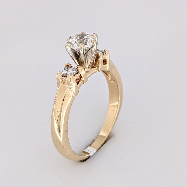 14K 1.19 CARAT TOTAL WEIGHT SI1-I1 DIAMOND ROUND (1) PRINCESS CUT (2) ESTATE RING 5.6 GRAMS