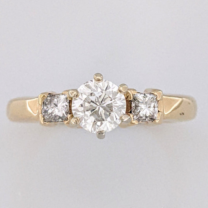 14K 1.19 CARAT TOTAL WEIGHT SI1-I1 DIAMOND ROUND (1) PRINCESS CUT (2) ESTATE RING 5.6 GRAMS