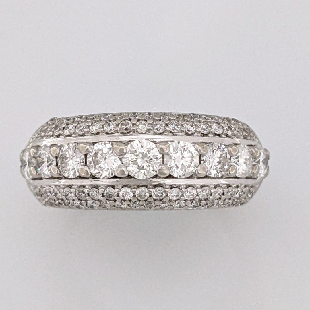 14K WHITE .81 CARAT TOTAL WEIGHT I1 I DIAMOND ROUND (63) 3-ROW ESTATE BAND 6.3 GRAMS