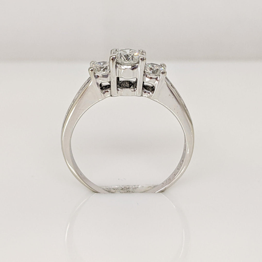 14K WHITE .87 CARAT TOTAL WEIGHT I1 G DIAMOND ROUND (11) ESTATE TRINITY RING 3.1 GRAMS