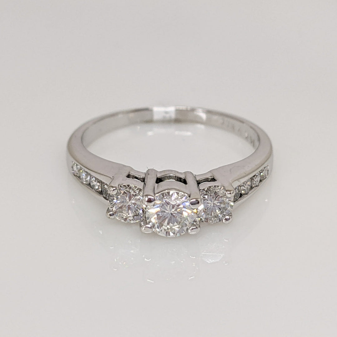 14K WHITE .87 CARAT TOTAL WEIGHT I1 G DIAMOND ROUND (11) ESTATE TRINITY RING 3.1 GRAMS