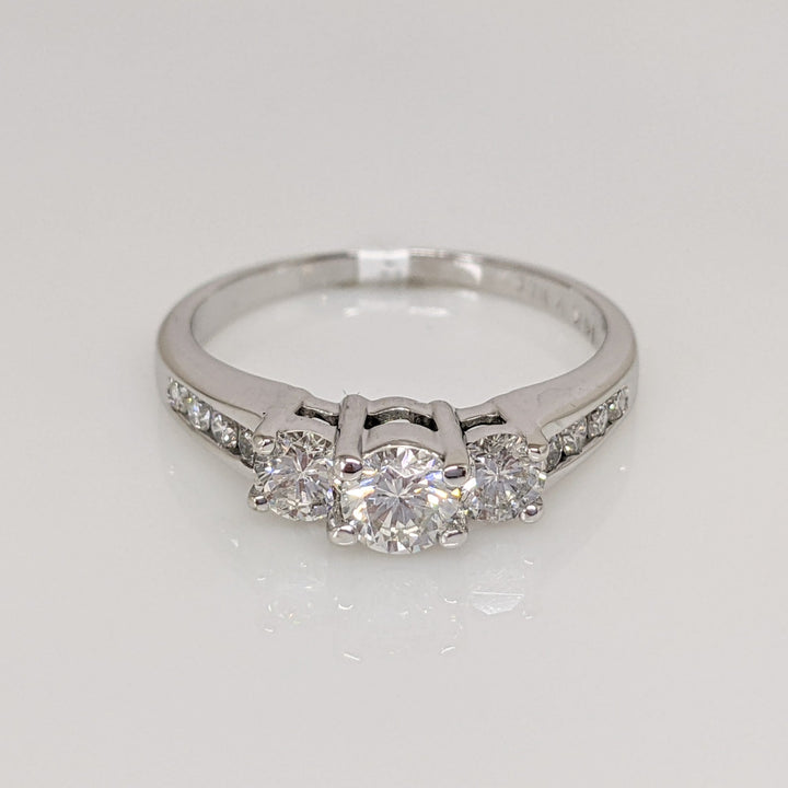 14K WHITE .87 CARAT TOTAL WEIGHT I1 G DIAMOND ROUND (11) ESTATE TRINITY RING 3.1 GRAMS