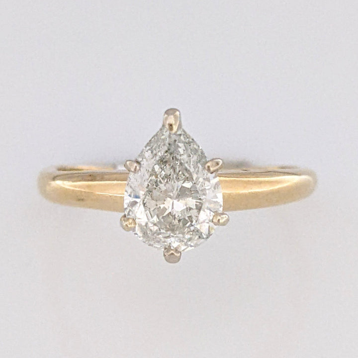 14k .80 CARAT TOTAL I1 H DIAMOND PEAR ESTATE RING 1.9 GRAMS