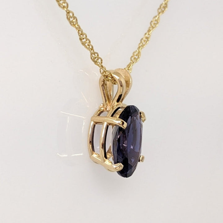 14K IOLITE OVAL 9X12 ESTATE PENDANT & CHAIN 3.9 GRAMS