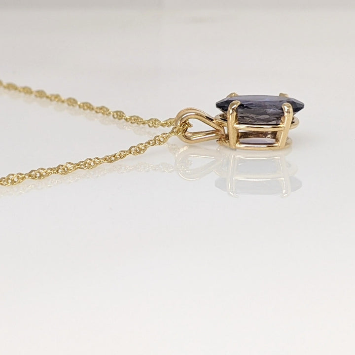 14K IOLITE OVAL 9X12 ESTATE PENDANT & CHAIN 3.9 GRAMS