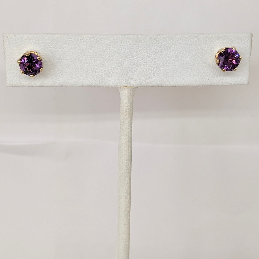 14K AMETHYST ROUND 6MM ESTATE STUD EARRINGS 1.8 GRAMS