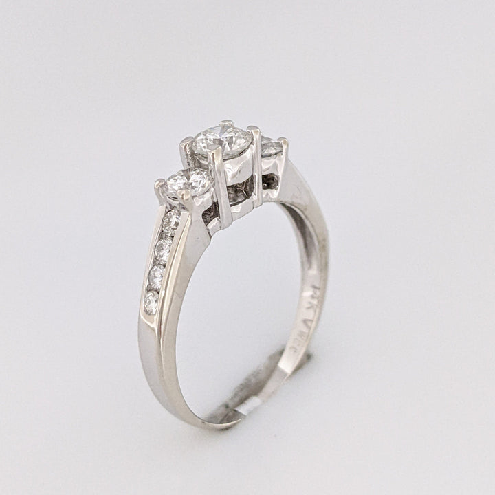14K WHITE .87 CARAT TOTAL WEIGHT I1 G DIAMOND ROUND (11) ESTATE TRINITY RING 3.1 GRAMS