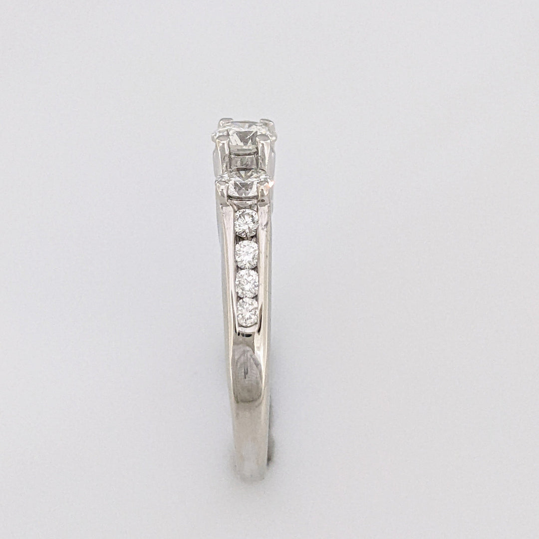 14K WHITE .87 CARAT TOTAL WEIGHT I1 G DIAMOND ROUND (11) ESTATE TRINITY RING 3.1 GRAMS