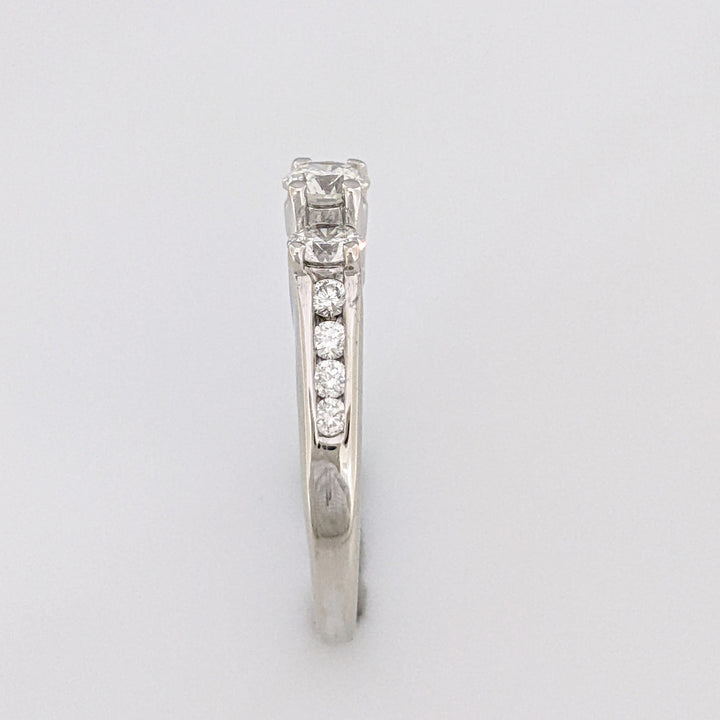 14K WHITE .87 CARAT TOTAL WEIGHT I1 G DIAMOND ROUND (11) ESTATE TRINITY RING 3.1 GRAMS