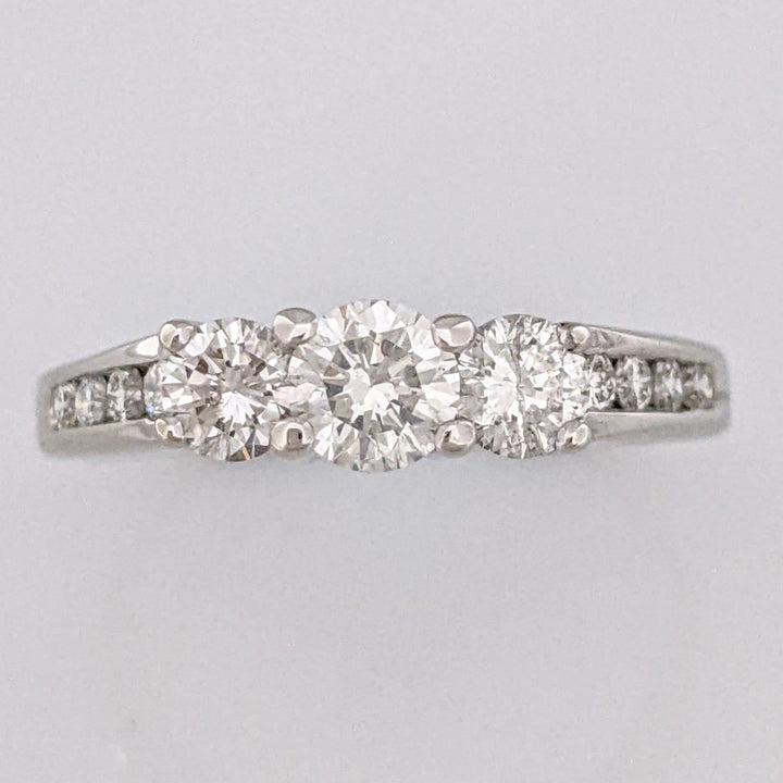14K WHITE .87 CARAT TOTAL WEIGHT I1 G DIAMOND ROUND (11) ESTATE TRINITY RING 3.1 GRAMS