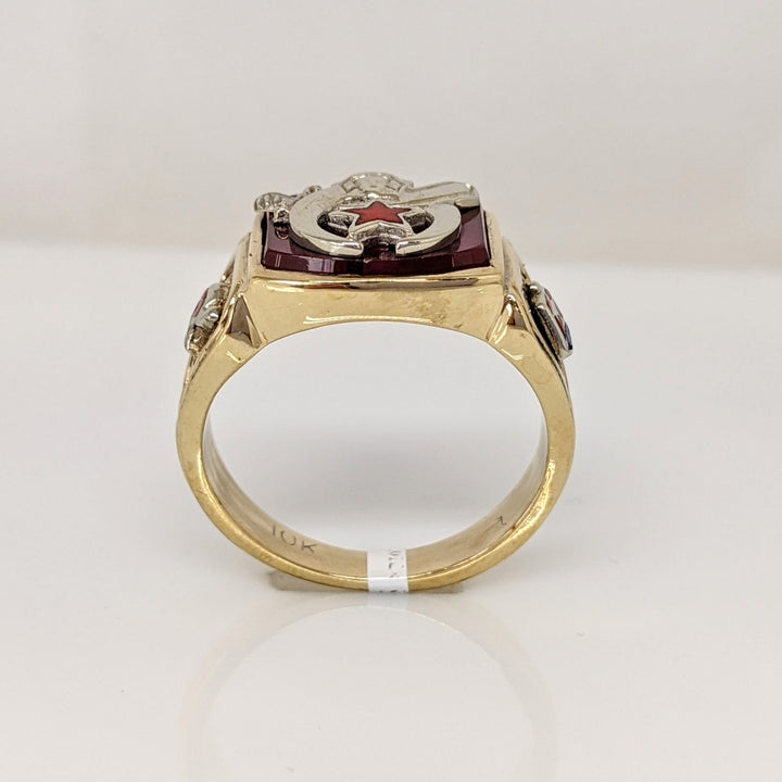10K RED STONE MASONIC ESTATE RING 9.8 GRAMS
