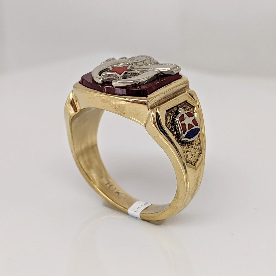 10K RED STONE MASONIC ESTATE RING 9.8 GRAMS