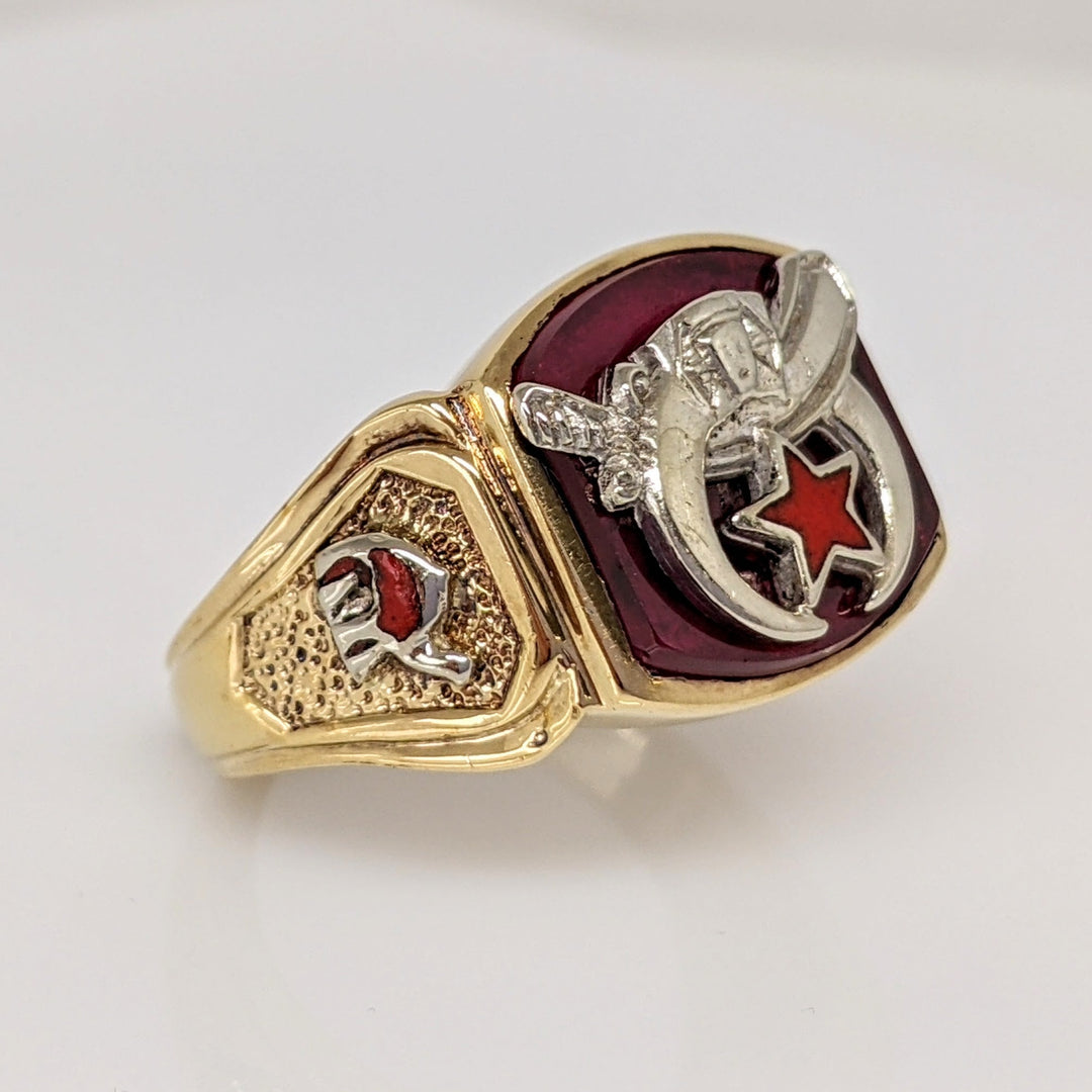 10K RED STONE MASONIC ESTATE RING 9.8 GRAMS