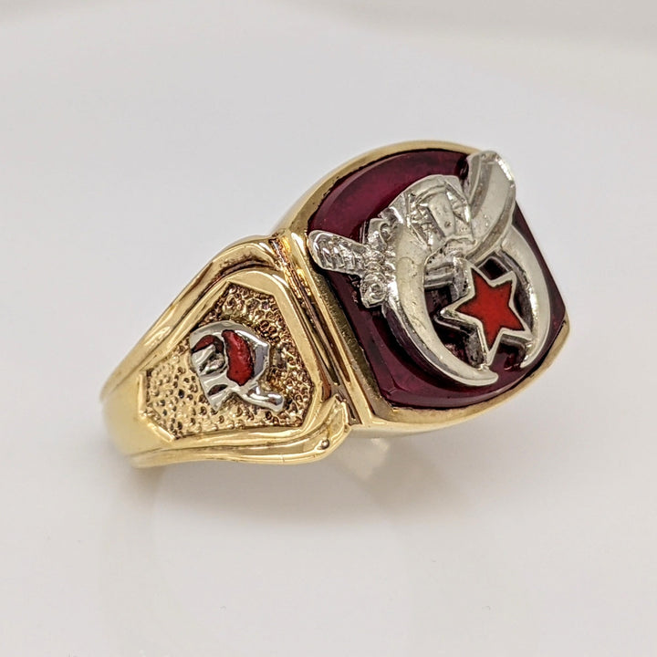 10K RED STONE MASONIC ESTATE RING 9.8 GRAMS