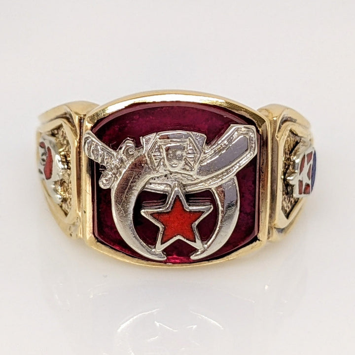 10K RED STONE MASONIC ESTATE RING 9.8 GRAMS